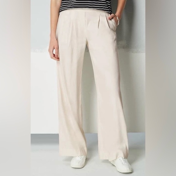J. Jill Pants - J Jill Love Linen Porcelain Pleated Side Zip Trousers Medium NWT